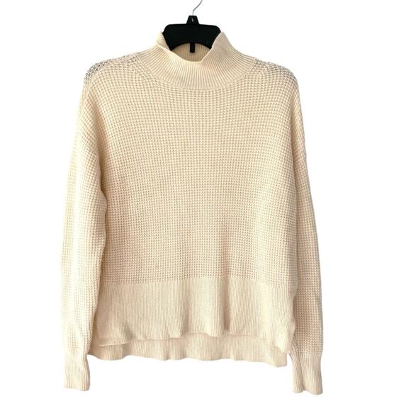 Everlane The Cashmere Waffle Square Turtleneck Sweater Cream Ivory size XS - Picture 2 of 9